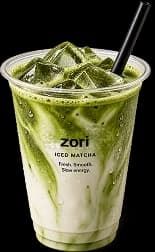 Un iced matcha latte Zori