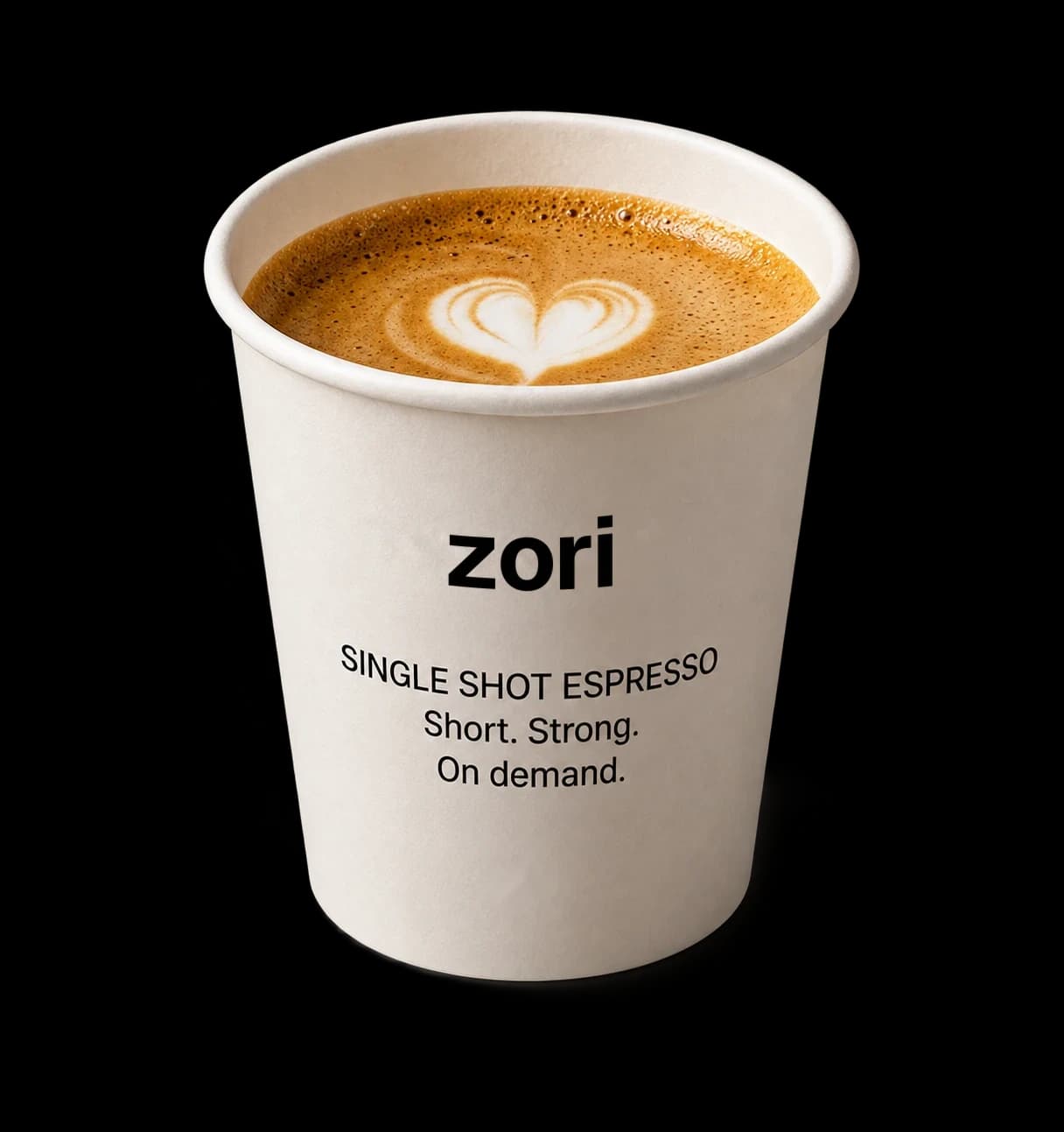Un pahar de espresso Zori, cu crema la suprafață